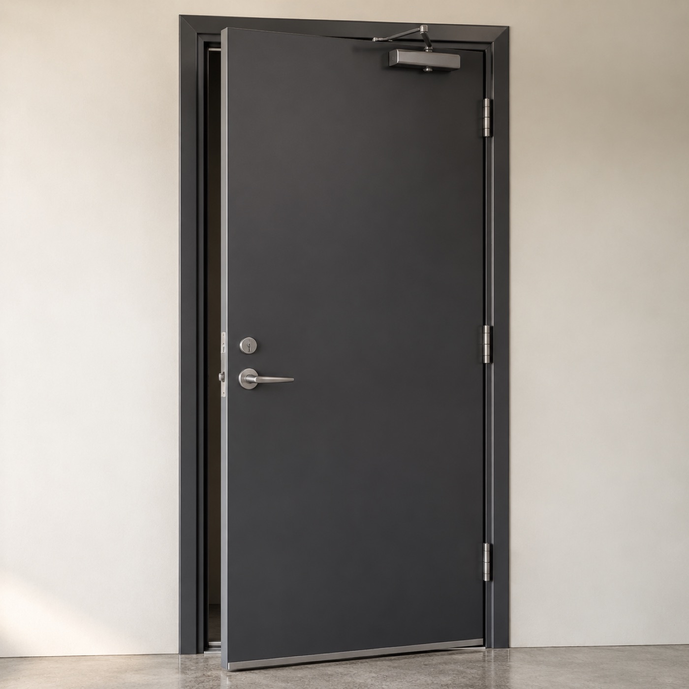 Complete fire-rated door assembly